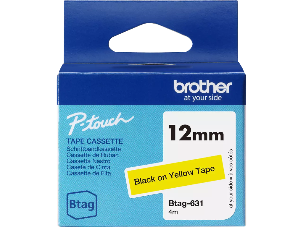 Tape Brother P-Touch BTAG-631 12mm zwart op geel