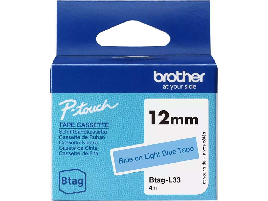 Tape Brother P-Touch BTAG-L32 12mm blauw op light blauw 