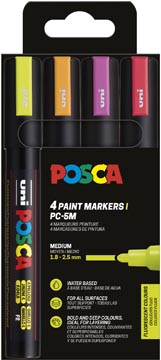Paintmarker Uni Posca PC-5M ronde punt 1,8-2,5mm assorti fluo (4)