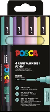 Paintmarker Uni Posca PC-5M ronde punt 1,8-2,5mm assorti zachte kleuren (4)