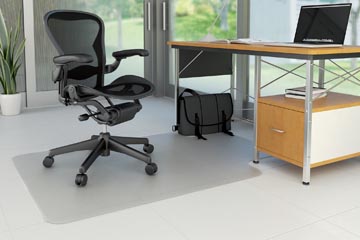 Vloermat bescherming Q-Connect PVC 90x120cm voor harde vloer met uitsparing transparant