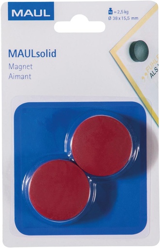[TIM-6165825] Magneet Maul MaulSolid Ø38mm (2) (rood)