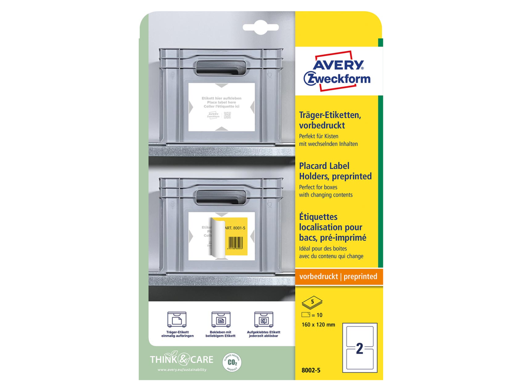 Positioneeretiket Avery 02 etik/bl 160x120mm voorbedrukt wit 5bl/d (10)