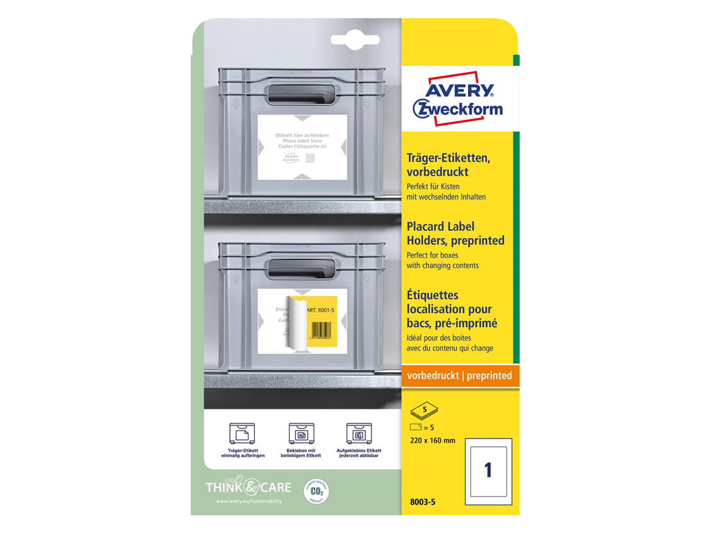 Positioneeretiket Avery 01 etik/bl 220x160mm voorbedrukt wit 5bl/d (5)