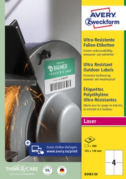 Etiketten Avery 04 etik/bl 105x148mm ultra resistent wit 50bl/d (200)