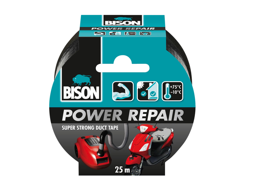 Plakband Bison Power Repair 48mmx25m zwart