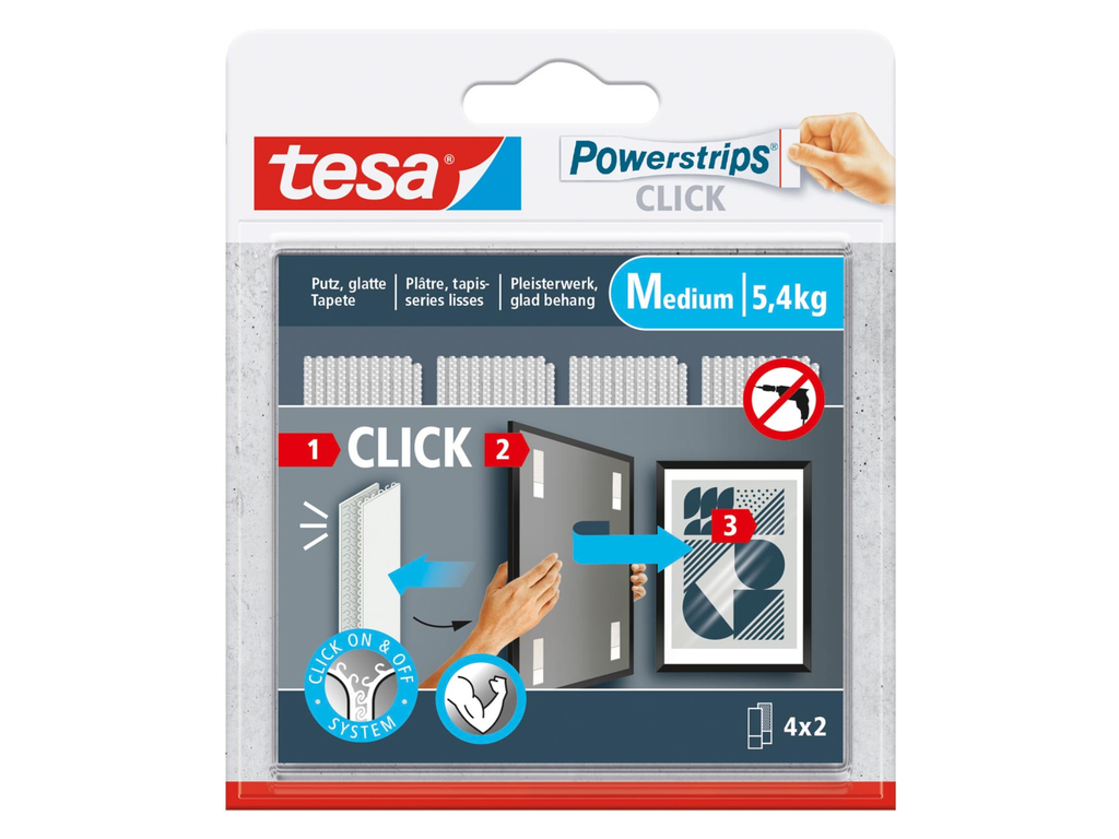 Kleefstrip Tesa Powerstrips Click medium draagkracht 1kg (2x4)