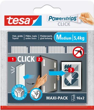 Kleefstrip Tesa Powerstrips Click medium draagkracht 1kg (2x16)