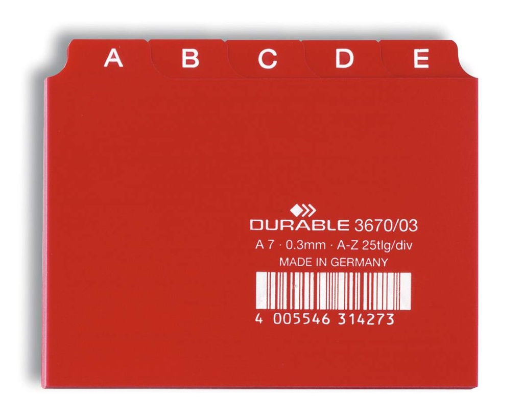 Tabkaarten Durable PP A7 indeling 5/5 A-Z bedrukte tabs