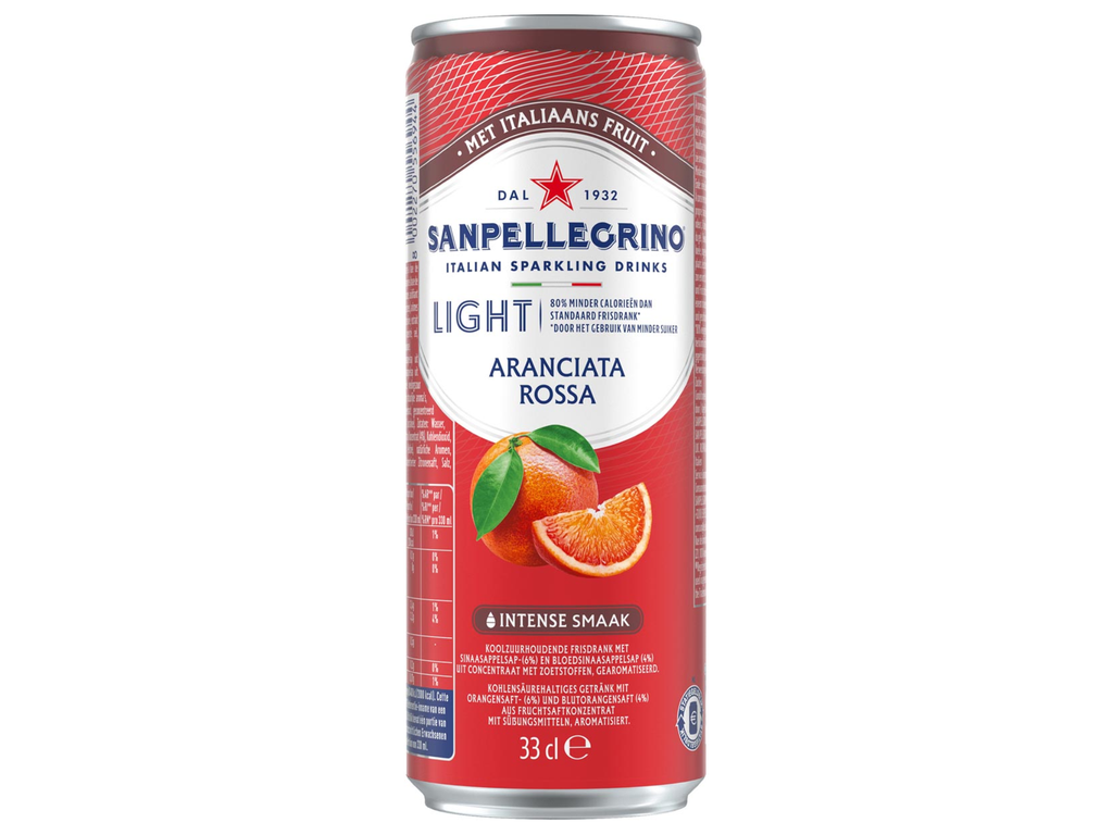 Limonade San Pellegrino Aranciata Rossa light sleek blik 33cl (6)