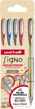 Gelroller Uni-ball Signo Metallic medium punt 0,8mm assorti (5)