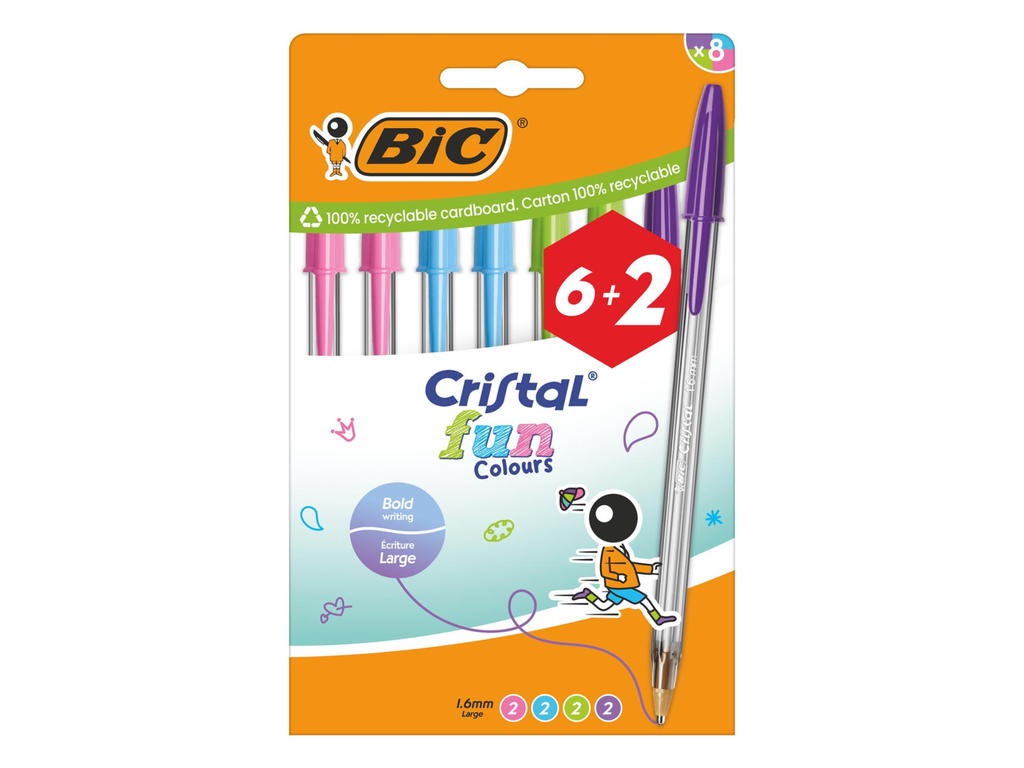 Balpen Bic Cristal Fun assorti etui 6+2 gratis (8)