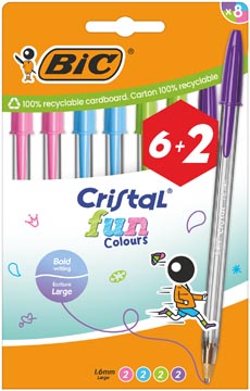 Balpen Bic Cristal Fun assorti etui 6+2 gratis (8)