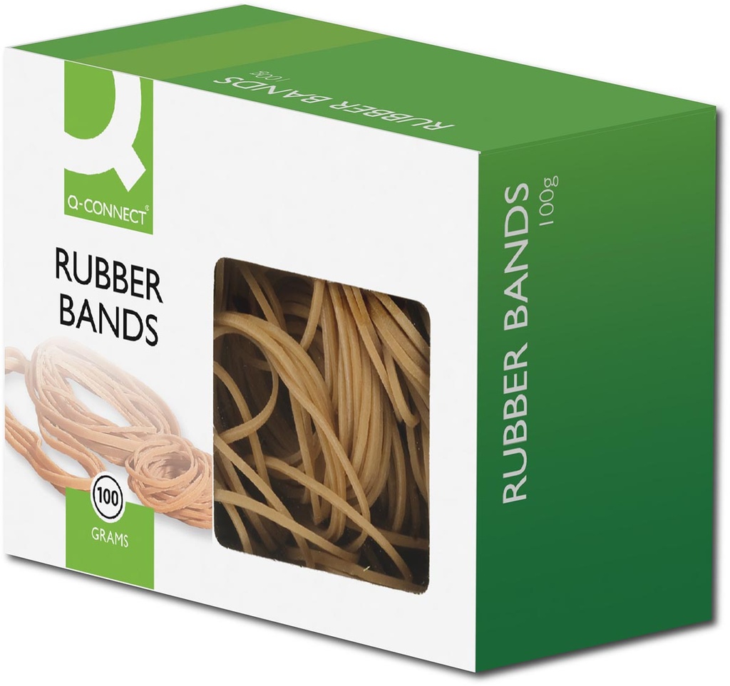 Elastieken Q-Connect breedte 1,5mm lengte 100mm nr 20 100g