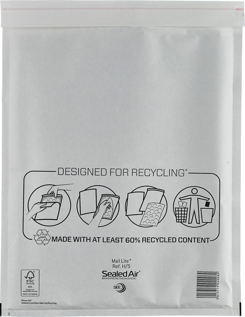 Luchtkussenenveloppen Mail Lite H/5 270x360mm wit (50)