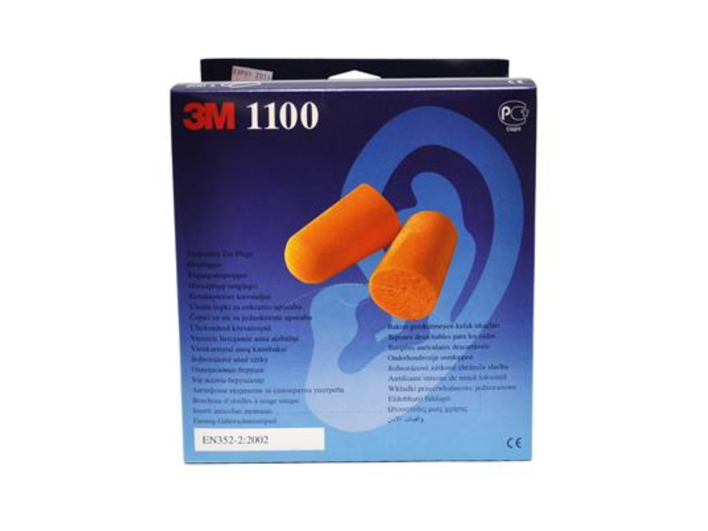 Wegwerp oordopjes 3M 1100 polyurethaanschuim oranje 37dB éénmalig gebruik (200)