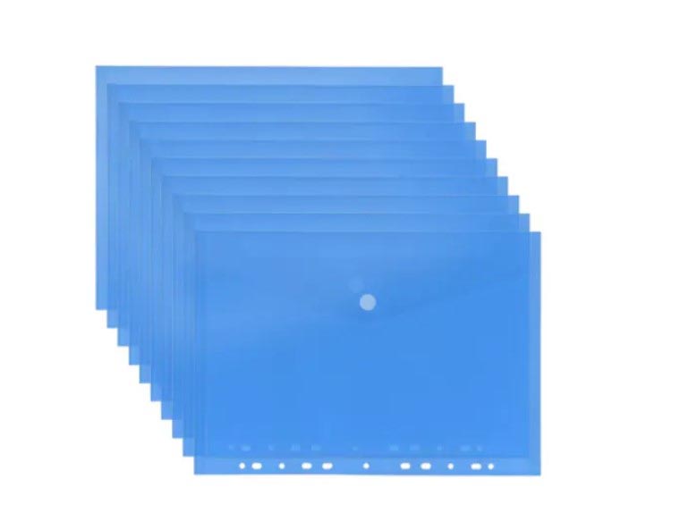 Documentmap PP A4 met velcro sluiting geperforeerd blauw (10)