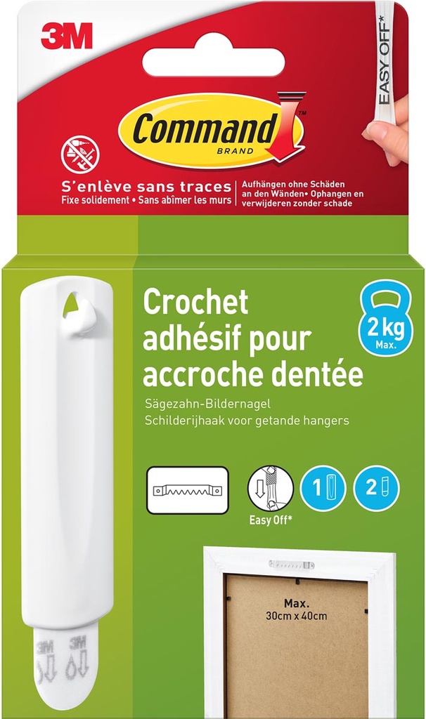 Fotolijststrip voor haak met zaagtanden Command draagvermogen 2kg wit