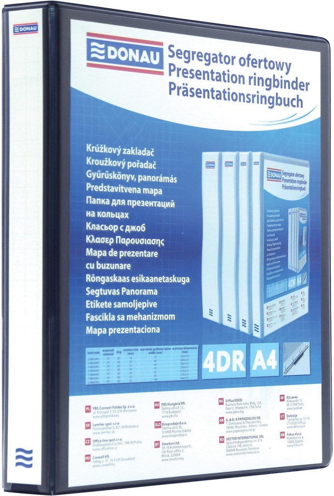 Panorama ringmap Donau PP A4 4 D-ringen 20mm rug 44mm zwart