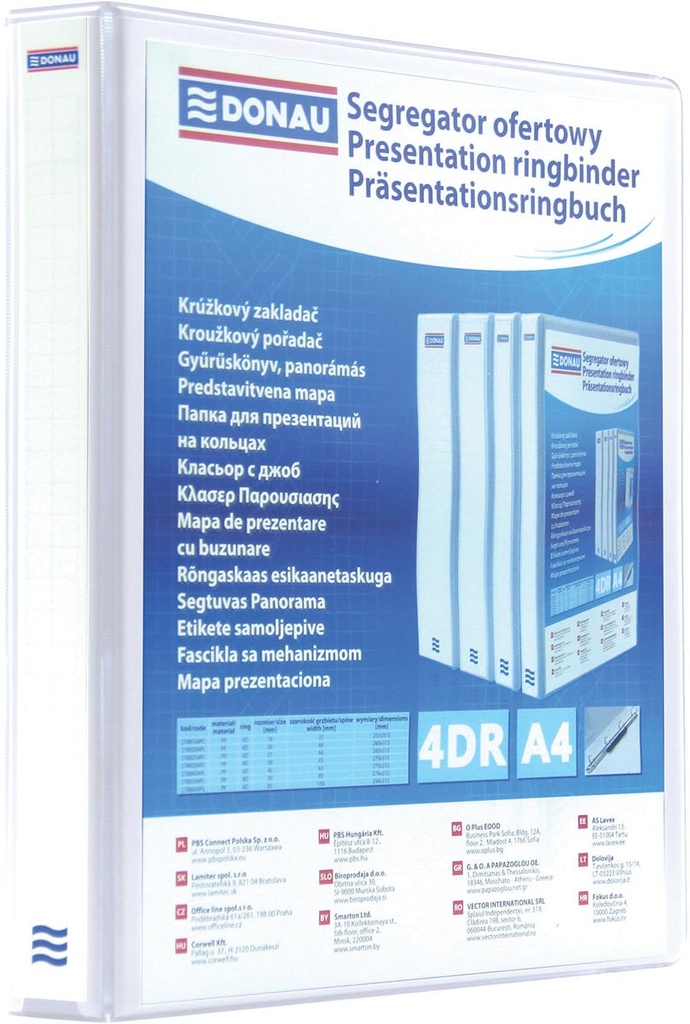 Panorama ringmap Donau PP A4 4 D-ringen 30mm rug 63mm wit