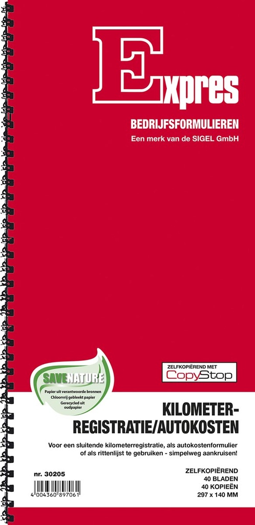 Kilometerregistratie en autokostenboek Sigel zelfkopiërend