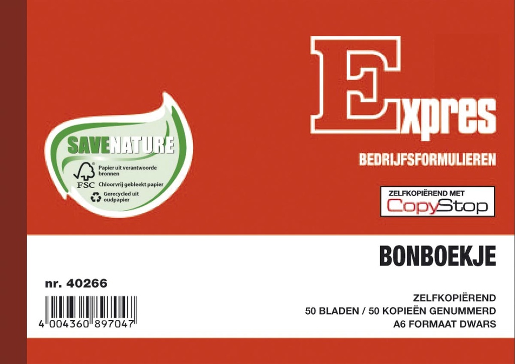 Bonboekje Sigel genummerd 1-50 50x2vel zelfkopiërend