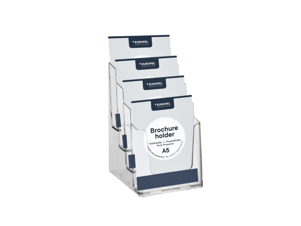 Folderhouder tafel Europel A5 staand 4-vaks transparant