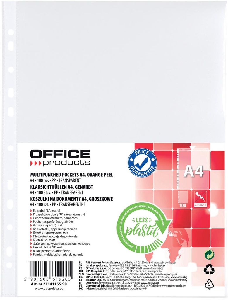 Showtas Office Products PP A4 30 micron 11-gaats gekorreld (100)