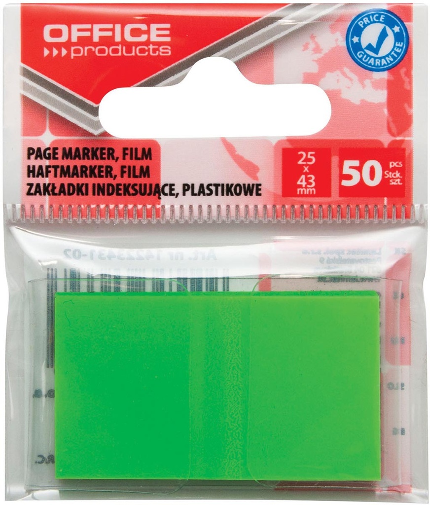 Ophangzakje OFFICE products index  25 x 43 mm groen (50)