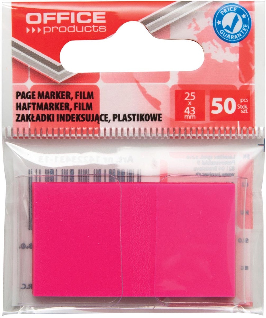Ophangzakje OFFICE products index  25 x 43 mm roze (50)