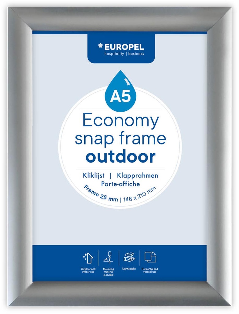  Clicklijst Economy Europel waterdicht lijst 25 mm ft A5 zilver