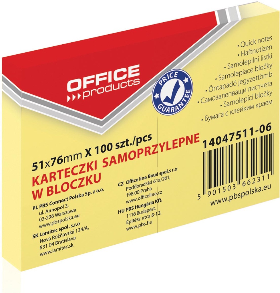 memoblok OFFICE products  ft 38x51mm  geel 100vel