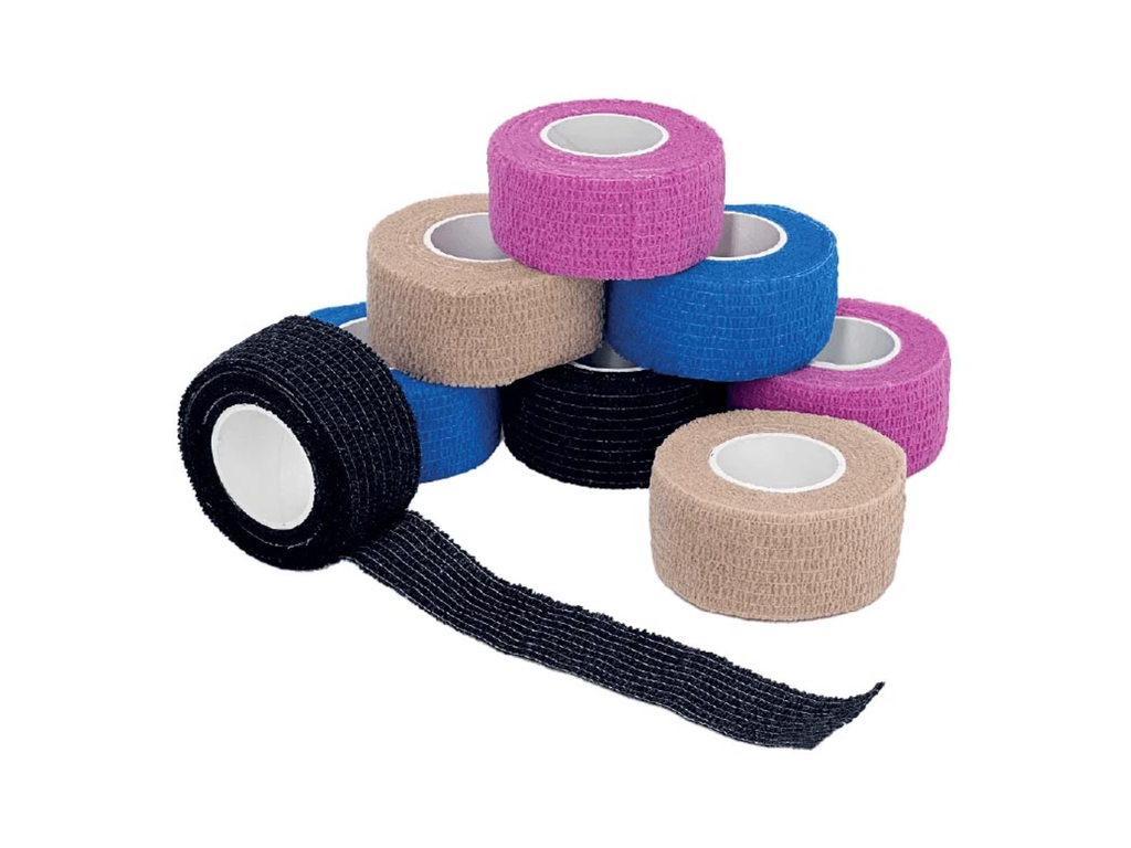 Vingerverband Q-CONNECT  2,5 cm x 4,5 m doos van 8 rollen in verschillende kleuren