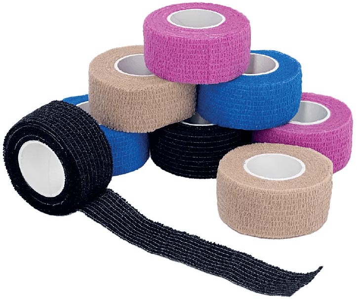 Vingerverband Q-CONNECT  2,5 cm x 4,5 m doos van 8 rollen in verschillende kleuren