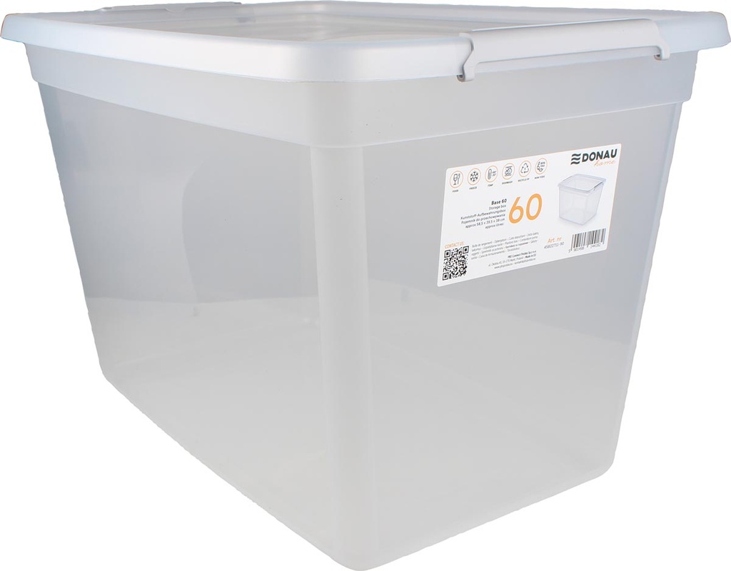  Opbergdoos DONAU Home 60 liter transparant