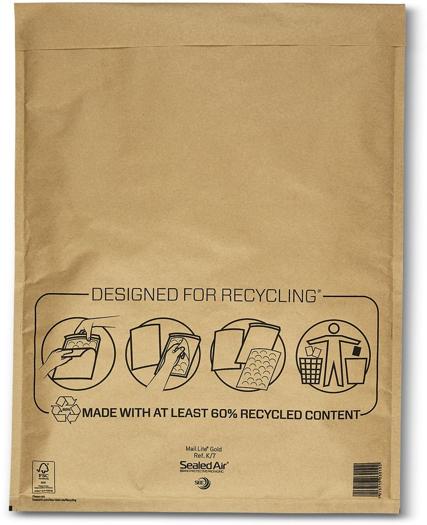 Luchtkussenenveloppen Mail Lite  goud K/7 350 x 470 mm (100)