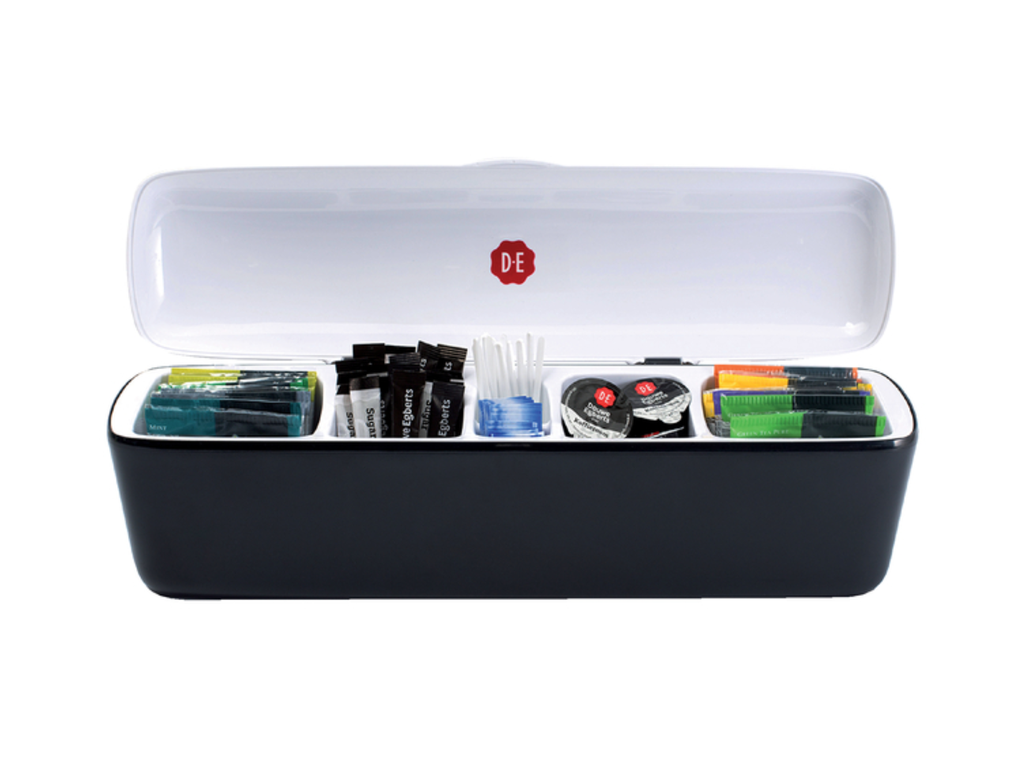 Tafeldispenser Douwe Egberts 5 vakken met inhoud zwart