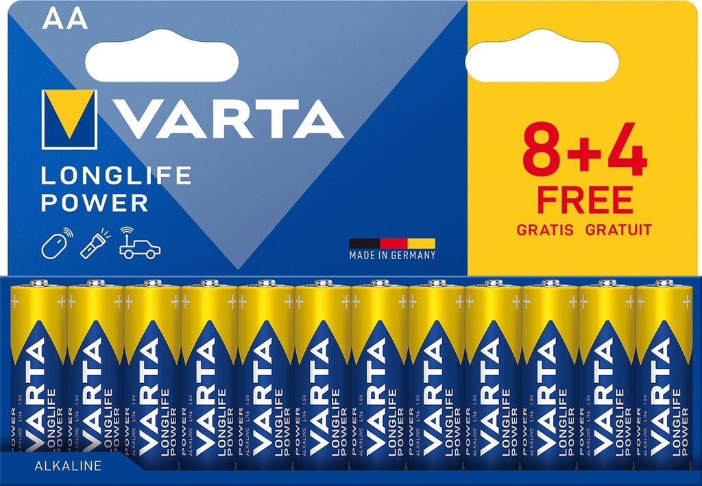  batterij Longlife Power AA,  Varta  8 + 4 (12)