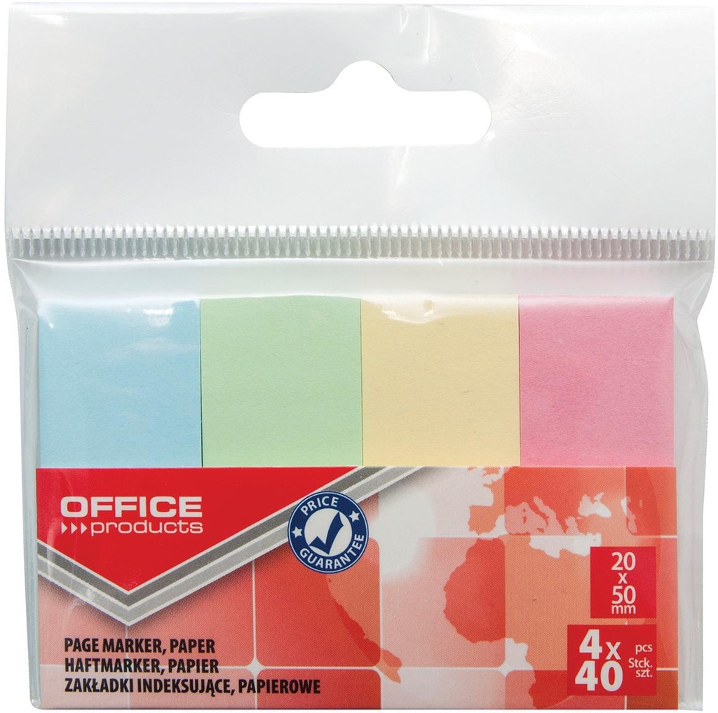 ophangzakje OFFICE products index ft 20x50mm van 4x40 tabs  geassorteerde pastelkleuren