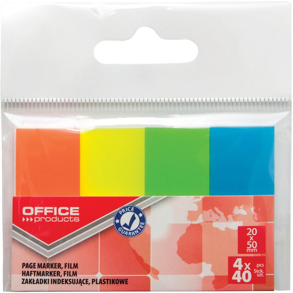 ophangzakje OFFICE products index ft 20 x 50 mm  van 4 x 40 tabs  geassorteerde kleuren