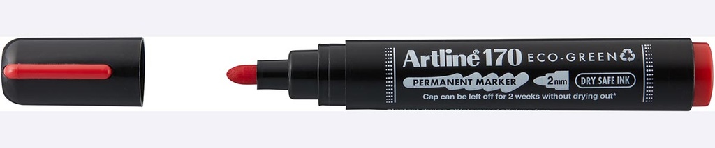 Permanent marker Artline Drysafe 170 Eco-Green 2 mm ronde punt rood