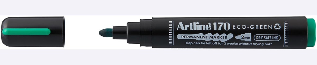 Permanent marker Artline Drysafe 170 Eco-Green 2 mm ronde punt groen
