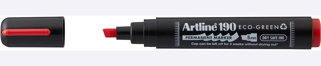 Permanent marker Artline Drysafe 190 Eco-Green 2-5 mm schuine punt rood