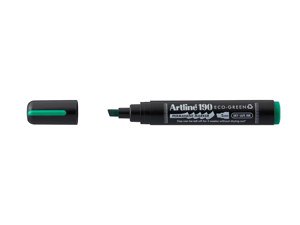 Permanent marker Artline Drysafe 190 Eco-Green 2-5 mm schuine punt groen
