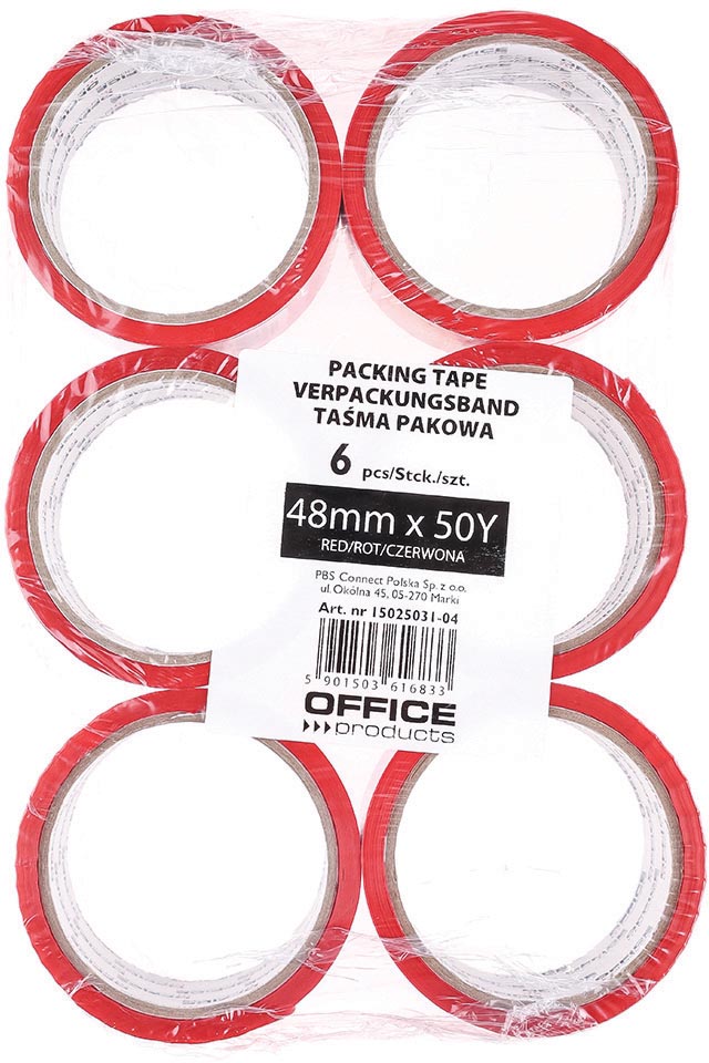 Verpakkingstape OFFICE products ft 48 mm x 46 m rood