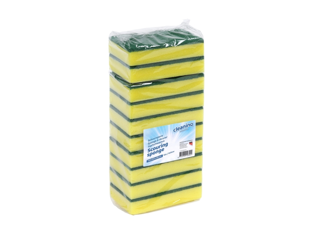 Schuurspons Cleaninq 140x90x28mm geel/groen (10)