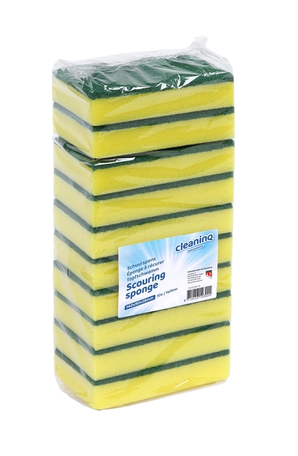 Schuurspons Cleaninq 140x90x28mm geel/groen (10)