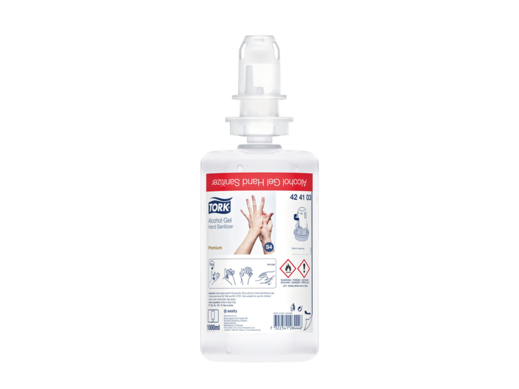 Handdesinfectie Tork S4 Premium alcoholgel ongeparfumeerd 1000 ml 