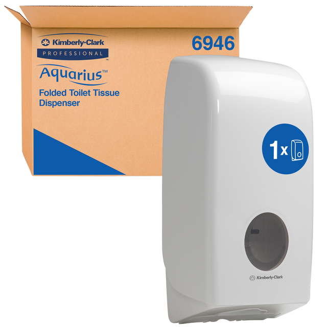 Toiletpapierdispenser Kimberly Clark Aquarius gevouwen wit 