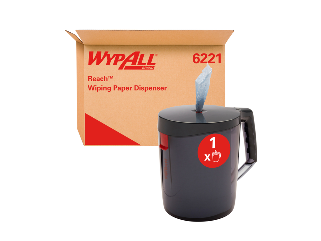 Poetspapierdispenser WypAll L10 Reach draagbare dispenser zwart 